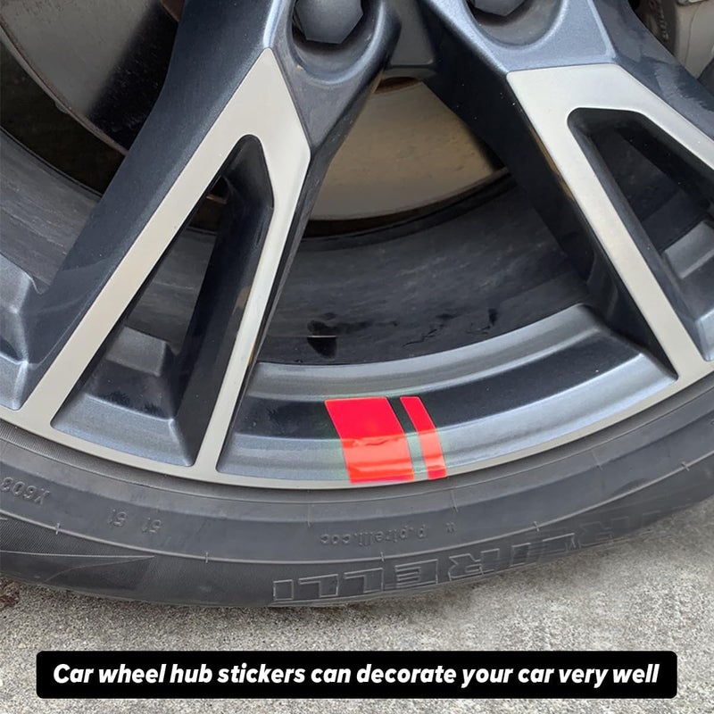 Mandark 12PCS Car Wheel Rims Decal Stripes, Reflective Vehicle Tire Rim Stickers for 18-21 Inch Wheels, Safety Auto Exterior Hash Stripe Sticker Decoration, Universal for SUV, Truck, RV (Red) - Image 3