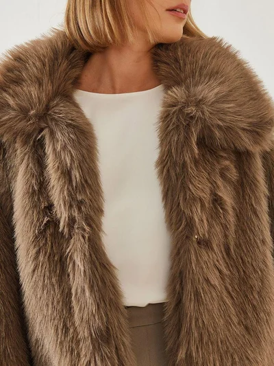 Bianco Lucci LUCCI Boxy Crop Faux Fur Coat