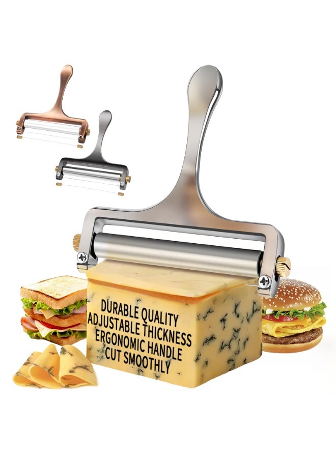 HOMESTAR Multi-Functional Zinc Alloy Cheese Knife - Stainless Steel Slicing Butter Knife And Cheese Butter Slicer Cutter, Also Serves As A Cheese Rolling Cutter, High Hardness And Strength Rust-Proof, Easy To Clean, For Spreading Cream And Jam, An Essential Silver Tool For Pastry Making And Baking , Silver - Image 1