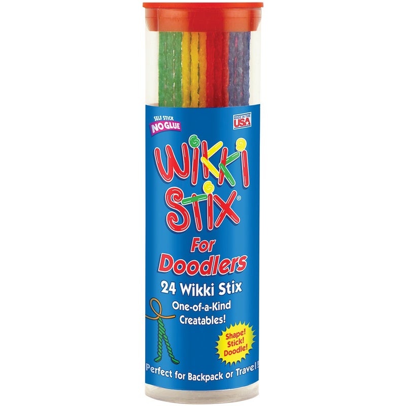 WikkiStix Wikki Stix for Doodlers - Kid's Travel Essential: Portable Creativity On-The-Go! Pack of 24 Wikki Stix in Neon and Primary Colors. Made in USA ! 3 & Up. - Image 1