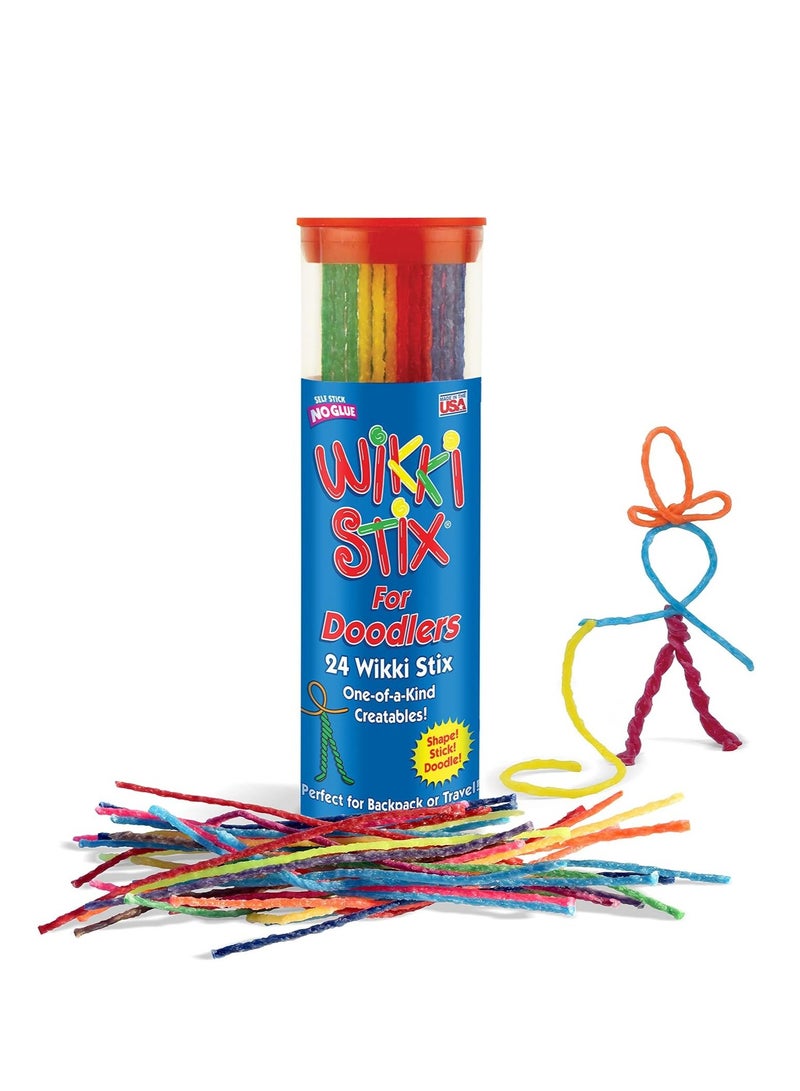 WikkiStix Wikki Stix for Doodlers - Kid's Travel Essential: Portable Creativity On-The-Go! Pack of 24 Wikki Stix in Neon and Primary Colors. Made in USA ! 3 & Up. - Image 1