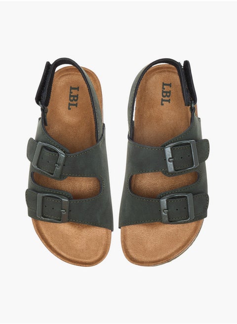 Buckle Accent Strap Sandals with Hook and Loop Closure