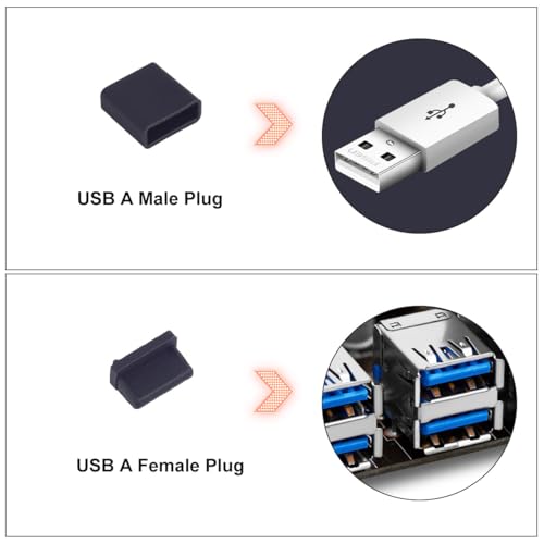 WLXTREE USB Cover Port Plug Caps - 30Pcs 6 Type Silicone Anti Dust Cover Laptop Port Protection Stoppers for USB Type-C, Headphone Port, HDMI, USB Type-A Plugs with Cleaning Brush Kit - Image 3