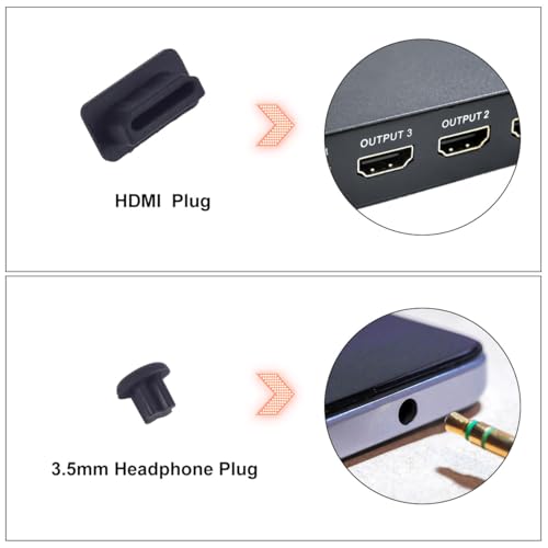 WLXTREE USB Cover Port Plug Caps - 30Pcs 6 Type Silicone Anti Dust Cover Laptop Port Protection Stoppers for USB Type-C, Headphone Port, HDMI, USB Type-A Plugs with Cleaning Brush Kit - Image 5