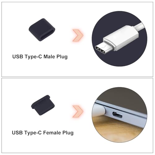 WLXTREE USB Cover Port Plug Caps - 30Pcs 6 Type Silicone Anti Dust Cover Laptop Port Protection Stoppers for USB Type-C, Headphone Port, HDMI, USB Type-A Plugs with Cleaning Brush Kit - Image 4
