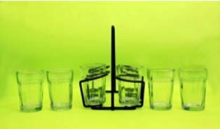 A Krazy Mug Black Traditional Cutting Chai Style 6 Glass Container Iron Stand Holder (Without Tea Glass) - Image 4