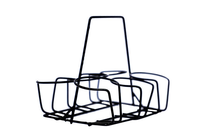 A Krazy Mug Black Traditional Cutting Chai Style 6 Glass Container Iron Stand Holder (Without Tea Glass) - Image 2