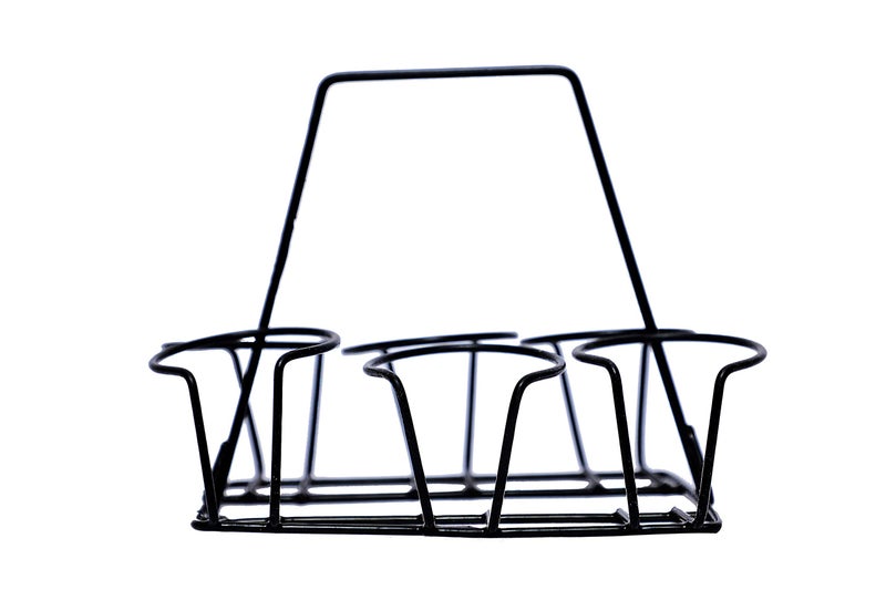 A Krazy Mug Black Traditional Cutting Chai Style 6 Glass Container Iron Stand Holder (Without Tea Glass) - Image 5