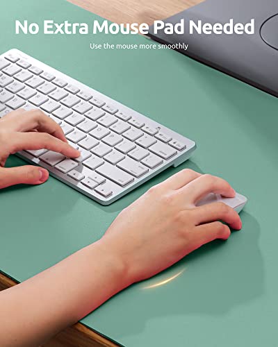 YSAGi Leather Desk Protector, Office Mat, Large Mouse Mat, Non-Slip PU Leather Blotter, Laptop Desk Pad, Waterproof Writing Pad for Office and Home (Green-Blue, 23.6" x 13.8") - Image 3