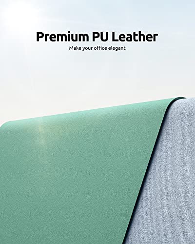 YSAGi Leather Desk Protector, Office Mat, Large Mouse Mat, Non-Slip PU Leather Blotter, Laptop Desk Pad, Waterproof Writing Pad for Office and Home (Green-Blue, 23.6" x 13.8") - Image 2