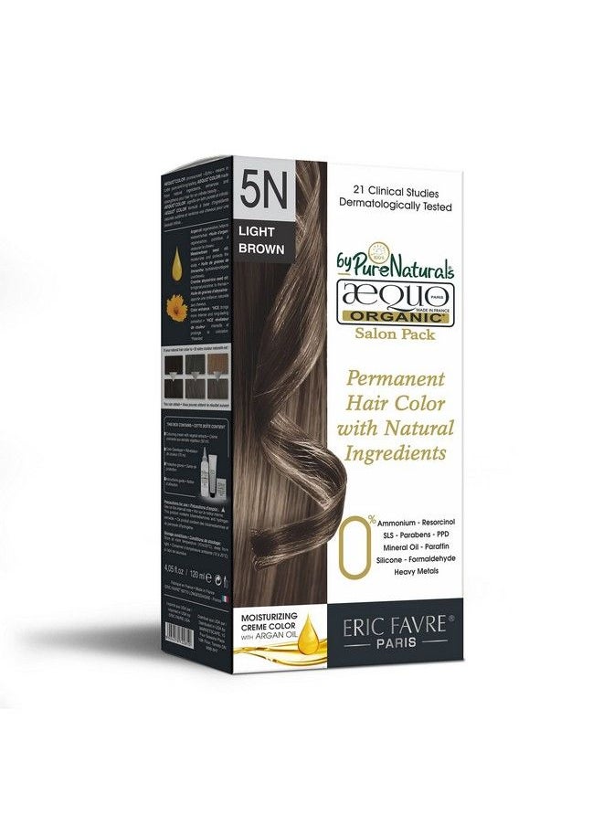 byPurenaturals Aequo Organic Cream Salon Pack Hair Colour 5N Light Brown For Men And Women120 Ml;Natural Long Lasting Permanent Color For Hair Beard & Mustache;100% Grey Coverage; Ppd & Ammonia Free  - Image 2
