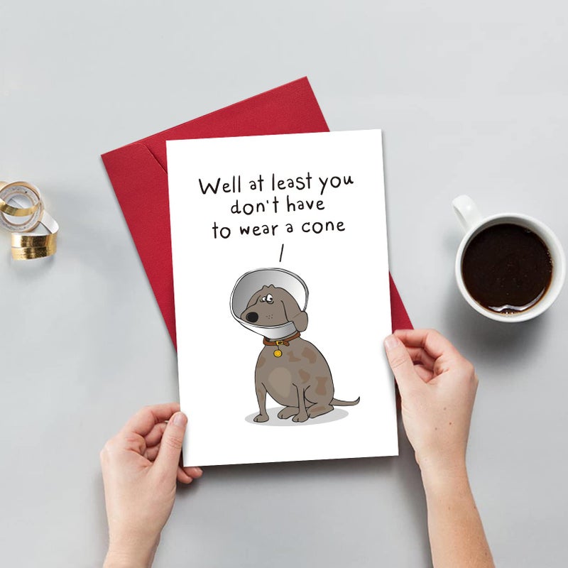 Ogeby Funny Get Well Soon Card Gift, Humor Speedy Surgery Recovery Card for Him Her Friends, At Least You Don't Have to Wear A Cone - Image 3