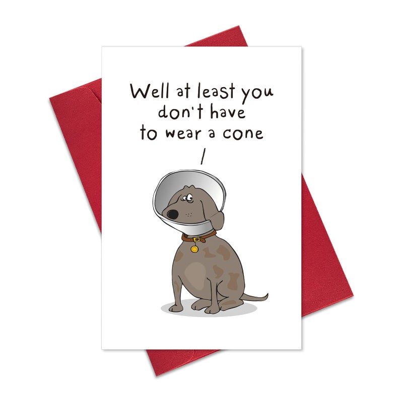 Ogeby Funny Get Well Soon Card Gift, Humor Speedy Surgery Recovery Card for Him Her Friends, At Least You Don't Have to Wear A Cone - Image 1