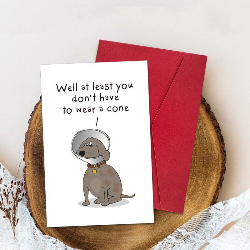 Ogeby Funny Get Well Soon Card Gift, Humor Speedy Surgery Recovery Card for Him Her Friends, At Least You Don't Have to Wear A Cone - Image 4