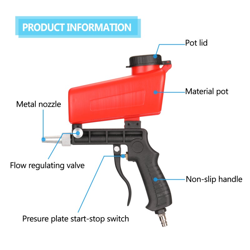 Portable Pneumatic Sandblaster: Lightweight Aluminum Body Precise Media Flow Control - Gravity Sandblasting Tool for Metal Polishing Rust Removal Spot Treatment - Image 2