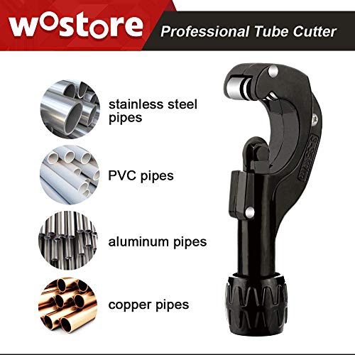 Wostore Tubing Cutter 1/8 to 1-3/8 Inch for Pipe Copper PVC Thin Stainless Steel Tube with Extra Blade and Reamer - Image 2
