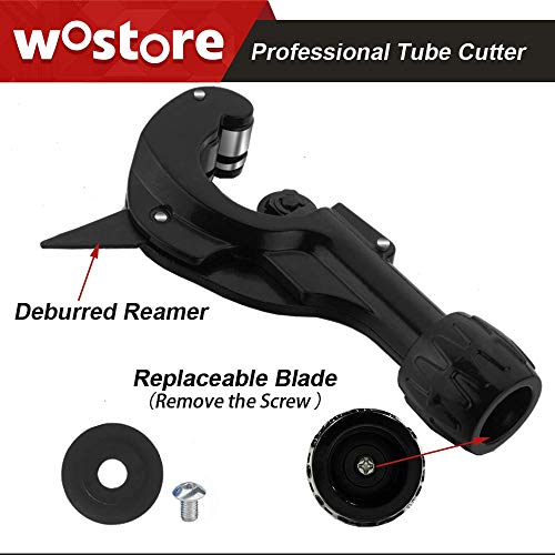 Wostore Tubing Cutter 1/8 to 1-3/8 Inch for Pipe Copper PVC Thin Stainless Steel Tube with Extra Blade and Reamer - Image 3