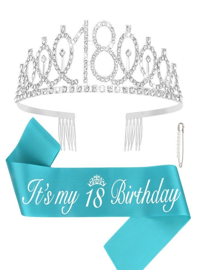 CAVETEE 18th Birthday Crown, 18th Happy Birthday Sash and Crown Party Decorations For Women - Image 1