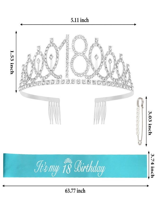 CAVETEE 18th Birthday Crown, 18th Happy Birthday Sash and Crown Party Decorations For Women - Image 2