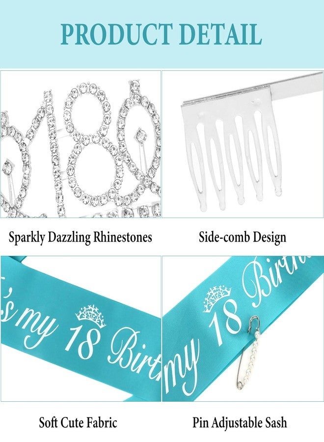 CAVETEE 18th Birthday Crown, 18th Happy Birthday Sash and Crown Party Decorations For Women - Image 4