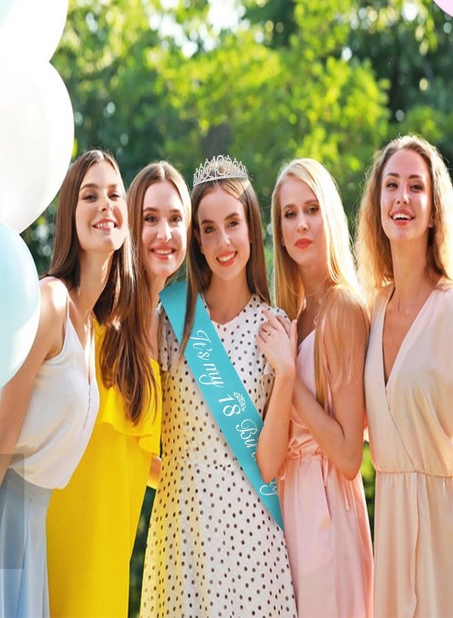 CAVETEE 18th Birthday Crown, 18th Happy Birthday Sash and Crown Party Decorations For Women - Image 5
