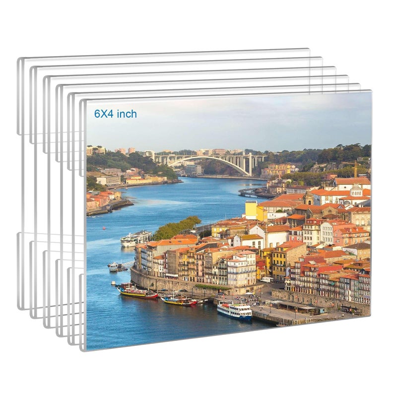 Ludery 4X6 Acrylic Picture Frames Set Of 6  Clear Photo Frame For Wall With Tape  Clear Picture Photo Frames 4X6 For Home  School  Office - Horizontal - Image 1