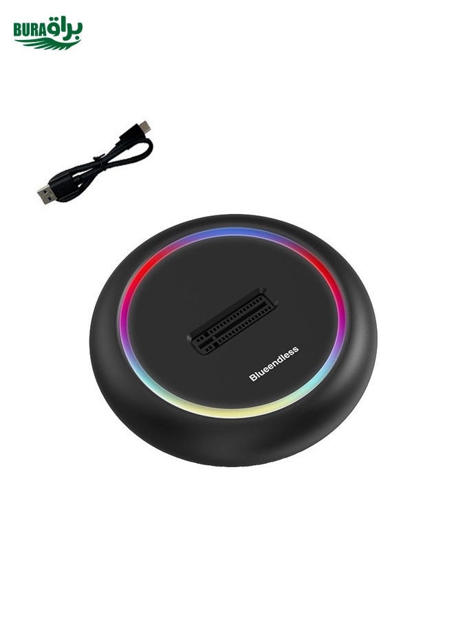 BURAQ Blueendless SD03C M.2 NVMe / NGFF Dual-Protocol SSD Base With RGB Color Light, Spec: Type-C-USB  - Image 1