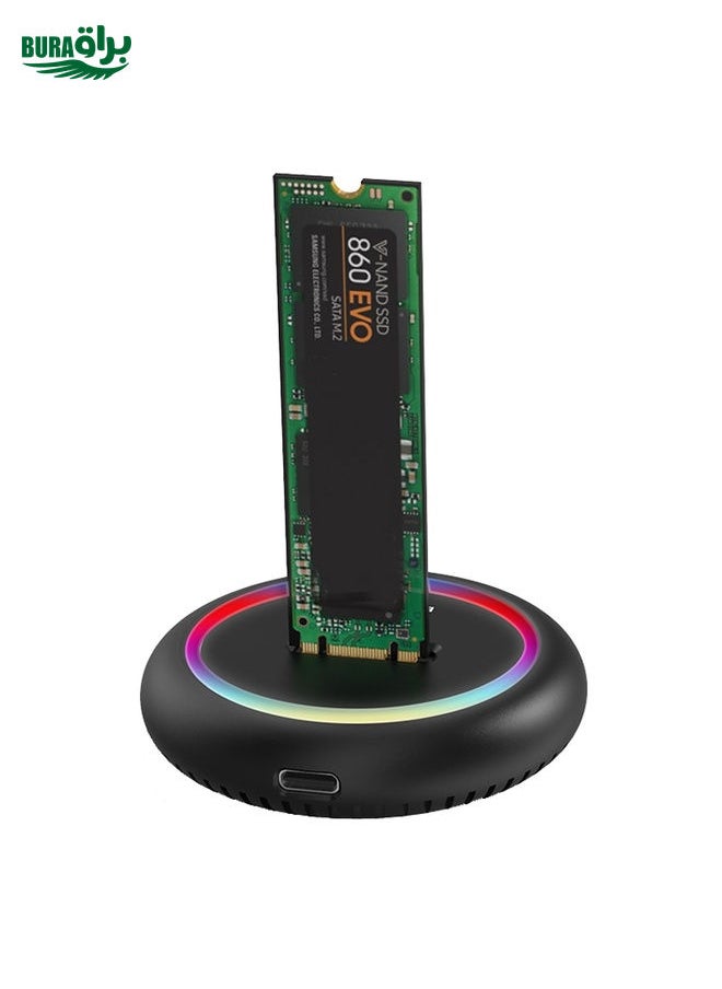 BURAQ Blueendless SD03C M.2 NVMe / NGFF Dual-Protocol SSD Base With RGB Color Light, Spec: Type-C-USB  - Image 2