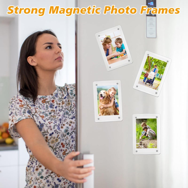 COYMOS 12 Packs Acrylic Fridge Magnetic Picture Frame Magnetic Polaroid Frames for Photos Instax Mini Frame Clear 2.36 x 3.54 Inch - Image 2