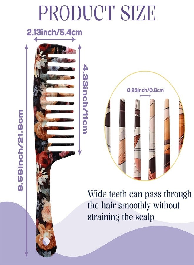 GABraden 2PCS Wide Tooth Comb,Effortless Tangle Removal for Long Hair Styling Comb for Curly,Wet,Cute Aesthetic Design for Women Men and Girls(Black-Flowers-08) - Image 2