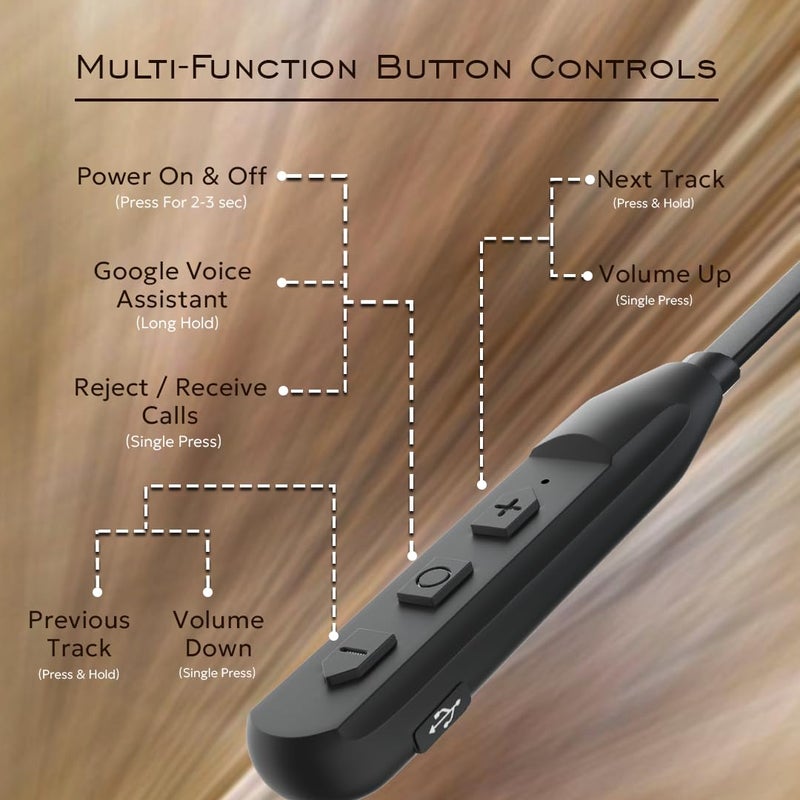 TEMPT Rush X Neckband with 20 Hours of Playback Time, Vibration Alert, BT V5.2, 10mm Drivers with Copper Ring, Crystal Clear Sound (Black) - Image 5