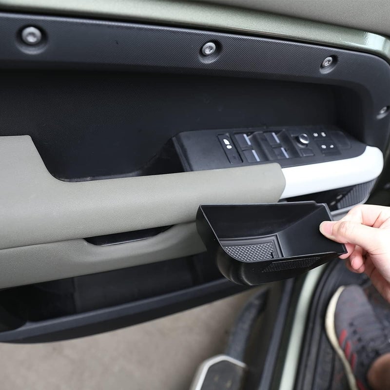 YIWANG ABS Black Car Door Storage Box Phone Tray for Land Rover Defender 90 110 2020-2022 - Image 1