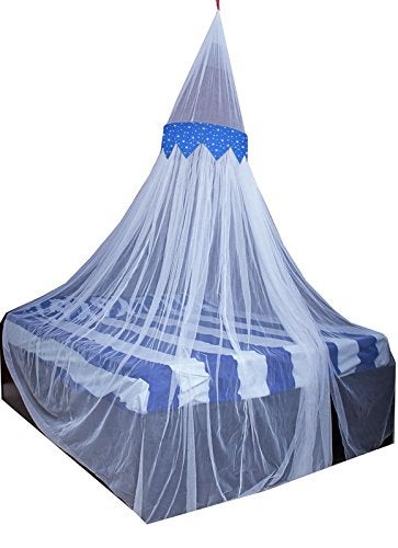 CREATIVE TEXTILES شبكة ناموسية لسرير مزدوج قابلة للطي معلقة من البوليستر - Image 1