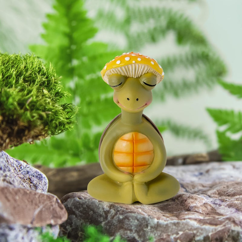 CYjorkbgg Meditation Turtle Resin Statue - Yoga Meditation Turtle Statue for Desk Living Room Resin Figurine for Home Patio Office Decoration Cute Plant Statues for Tabletop Garden Backyard Decor - Image 5