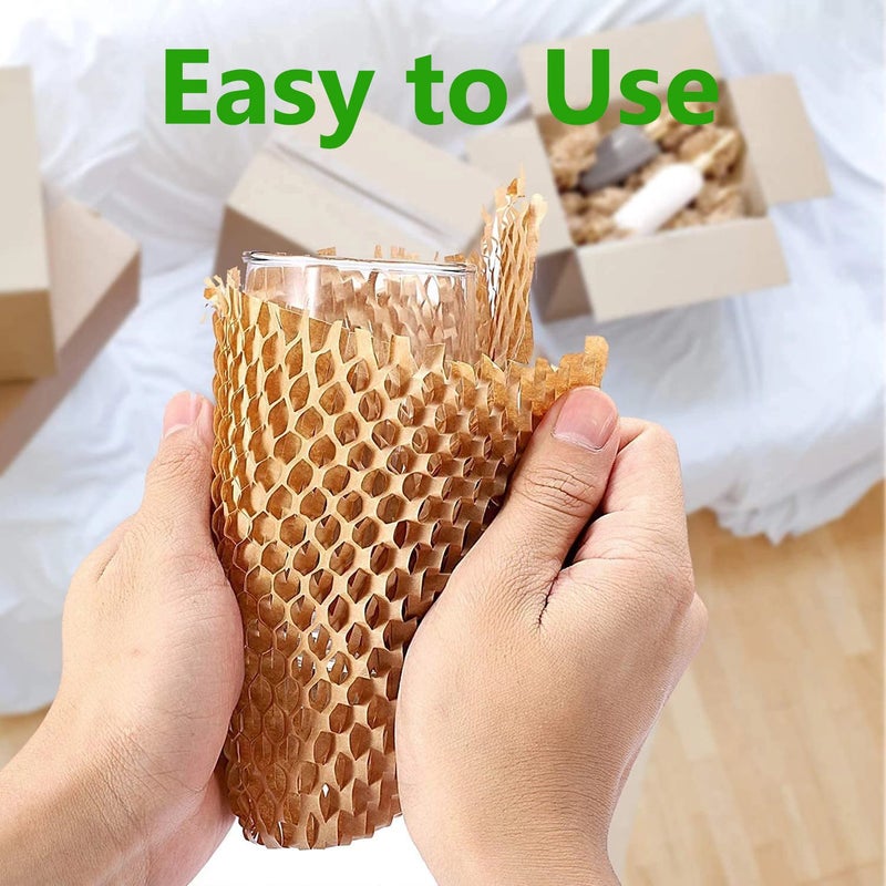 Besitek Honeycomb Packing Paper,12" W x 200' L Bubble Cushioning Wrap for Moving,Products & Gifts Wrapping Paper,Recyclable and Biodegradable Cushioning Packing Material with 20 Fragile Sticker Labels - Image 5