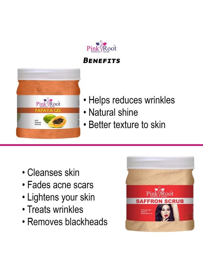 Pink Root Pink Root Papaya Gel 500gm with Saffron Scrub 500gm  - Image 5
