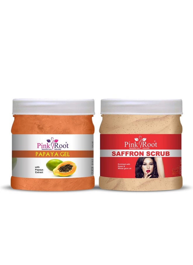 Pink Root Pink Root Papaya Gel 500gm with Saffron Scrub 500gm  - Image 1
