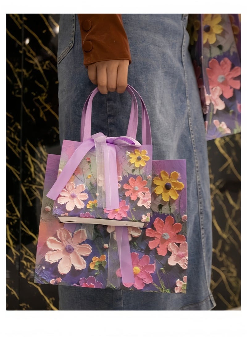 NIIMBOT 3 Pcs Color Gift Bag with Handle, 25*12*22cm Oil Painting Gift Paper Bags Medium Size Small Gift Bags Birthday Craft Paper Gift Bags for Presents, Birthdays, Mother's Day, Weddings, Party - Image 4