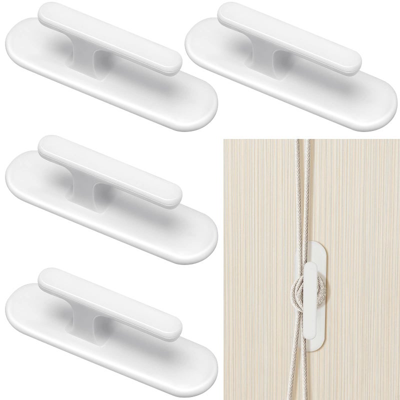 Blulu 4 Pieces Cord Safety Blind Pull Twister Window Wrap Cleats Blind Holder Curtain Cord Wind Up Baby Child Proofing Window Gate Safety Adhesive Wall Hanging Hooks 