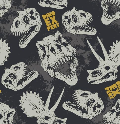 Livelynine 175x276 Black and White Dinosaur Peel and Stick Wallpaper Removable Mural for Bedroom Boys Room Teen Girls Adult Gothic Animal Skull Cool Wall Paper Self Adhesive Contact Paper Dino - Image 1