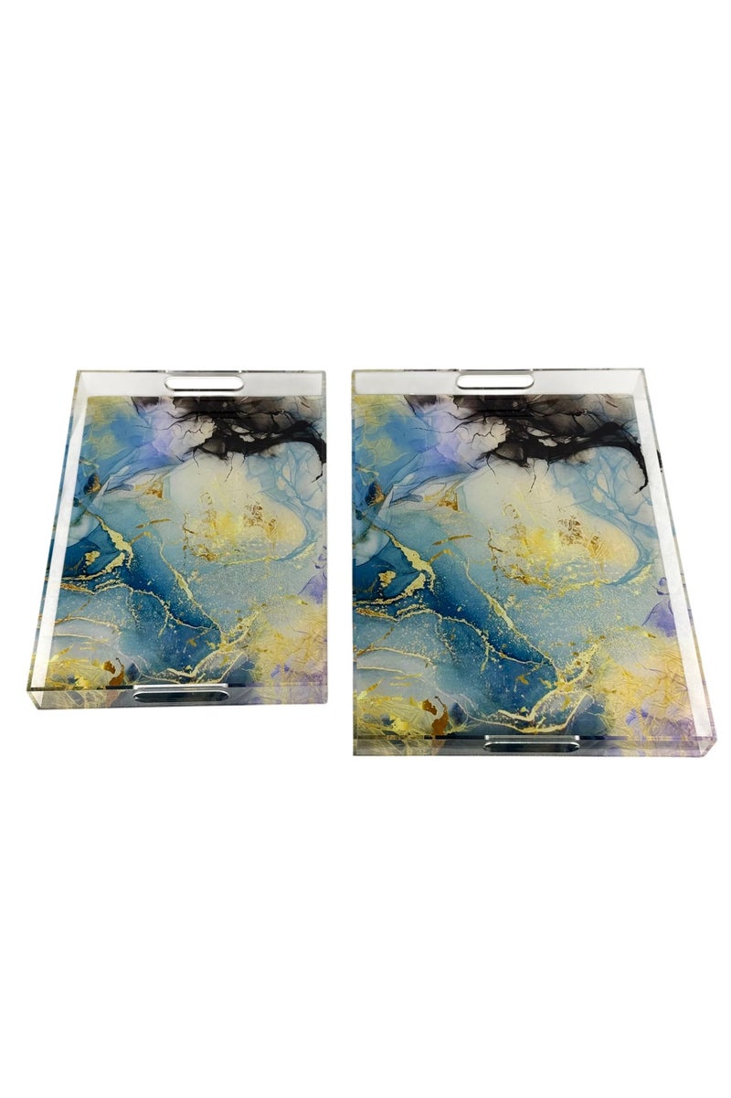 AFAQ Acrylic Serving Tray Set of 2 - Image 3