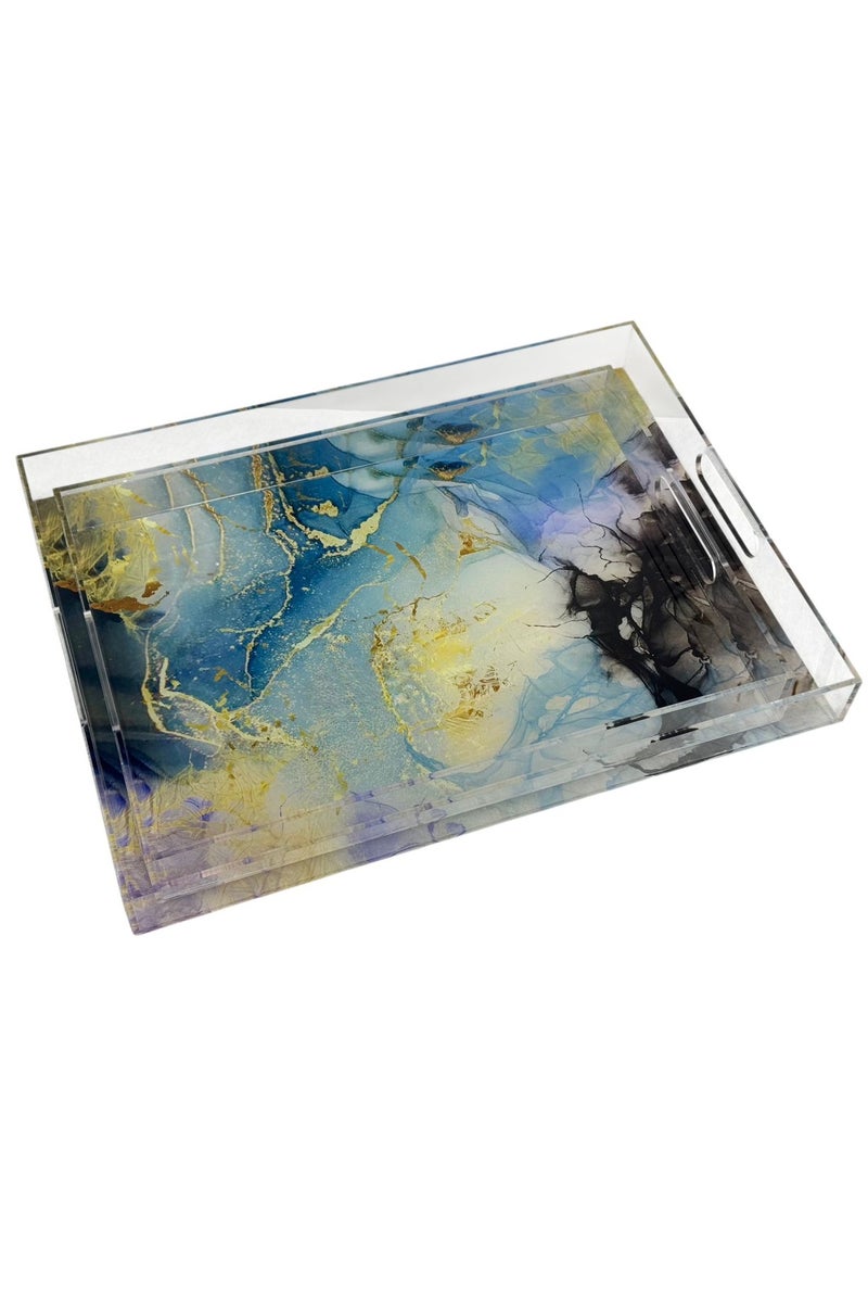 AFAQ Acrylic Serving Tray Set of 2 - Image 1