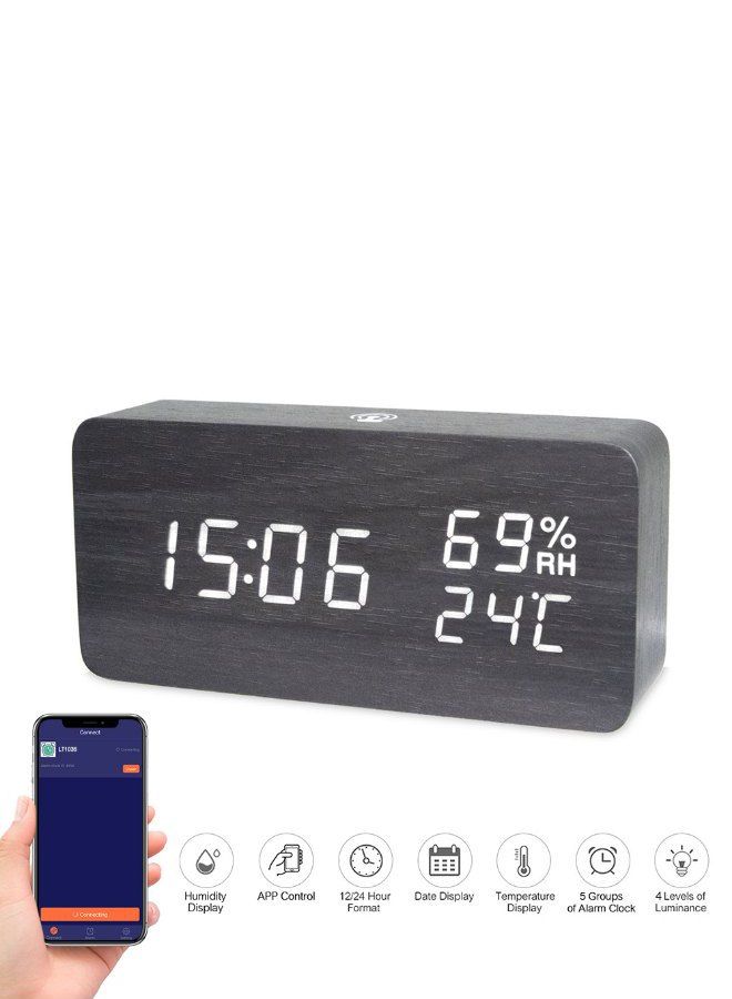 NIBEMINENT Digital LED Alarm Clock Black/White 243grams - Image 2