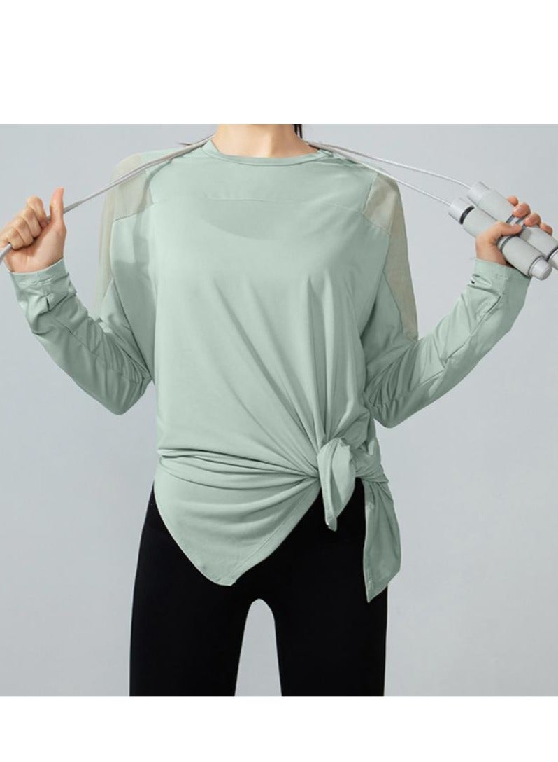كوينج Women's Mesh Running Sports T-Shirt Long Sleeved Loose Yoga Clothes Quick Drying Clothes - Image 3