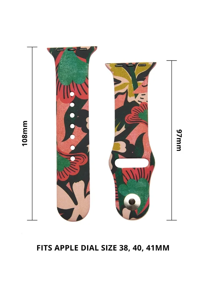 Chumbak Chumbak Tropical Watchband Compatible for Apple Watches with (38/40/41mm) | Watch Strap | Silicone Watch Printed Colourful Strap | PIN-AND-TUCK Closure