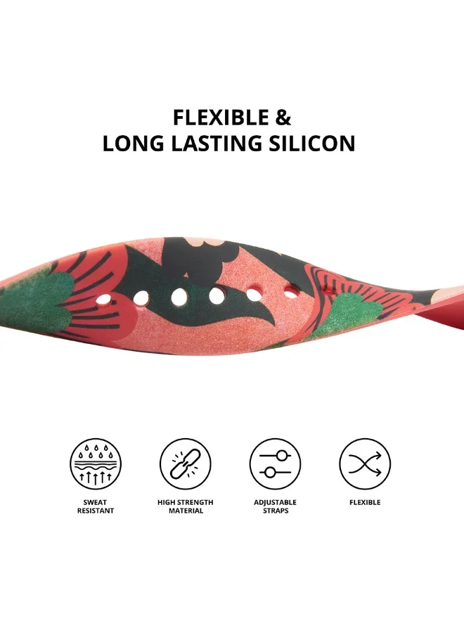Chumbak Chumbak Tropical Watchband Compatible for Apple Watches with (38/40/41mm) | Watch Strap | Silicone Watch Printed Colourful Strap | PIN-AND-TUCK Closure