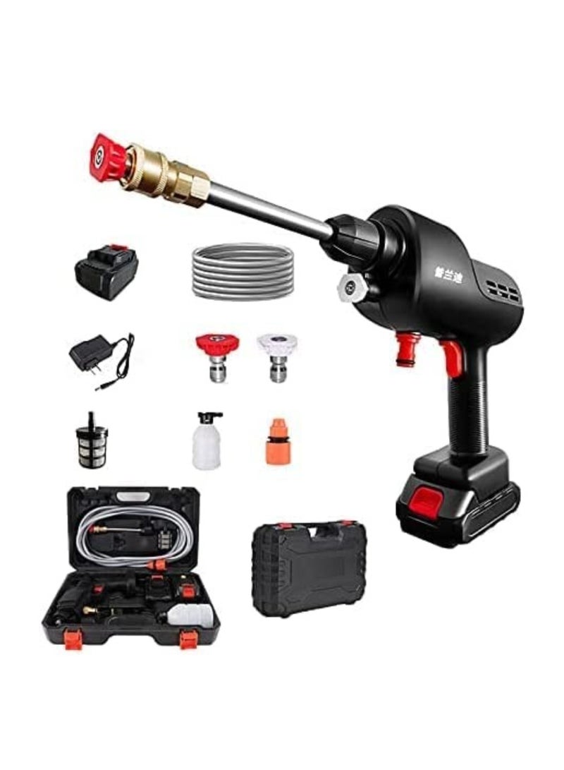 Cordless Electric Pressure Washer Pump Car Cleaning Kit,DC 12V 200W 30Bar Lithium Battery High Pressure Portable Handheld Car Cleaning Device,Extension Bar,Garden/Outdoor Cleaner Tool - Image 1