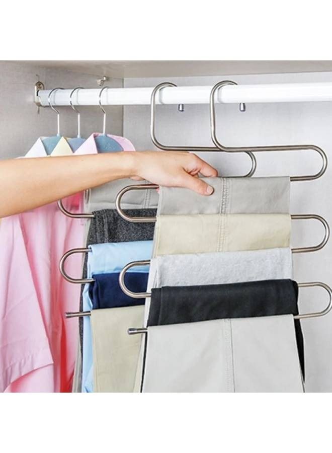fashionhome Rack trouser Pants Closet Hangers Clothes Stainless Steel Organizer  - Image 5