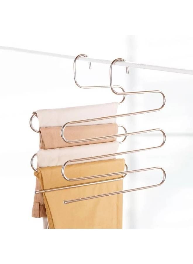 fashionhome Rack trouser Pants Closet Hangers Clothes Stainless Steel Organizer  - Image 3