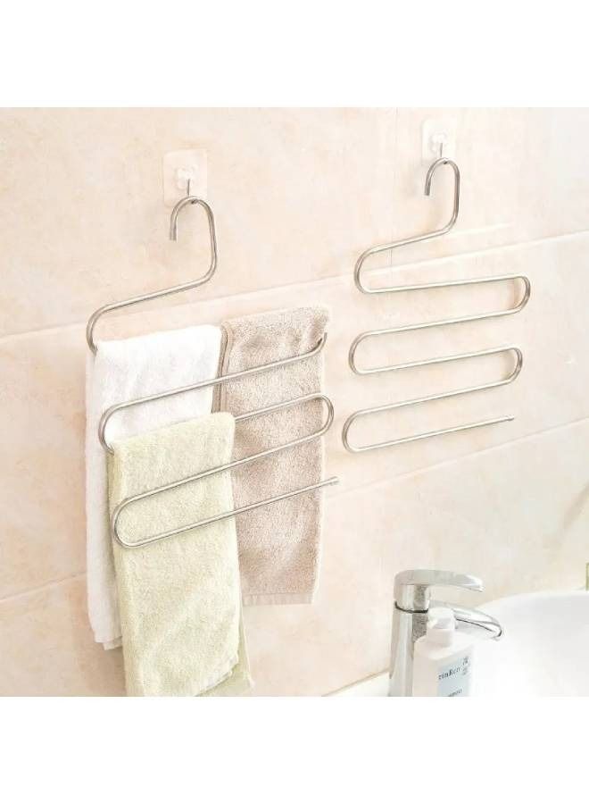 fashionhome Rack trouser Pants Closet Hangers Clothes Stainless Steel Organizer  - Image 2